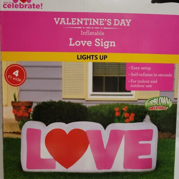Way to Celebrate Airblown Inflatable Valentine Love Sign 4ft Light Up Wedding - Picture 5 of 6